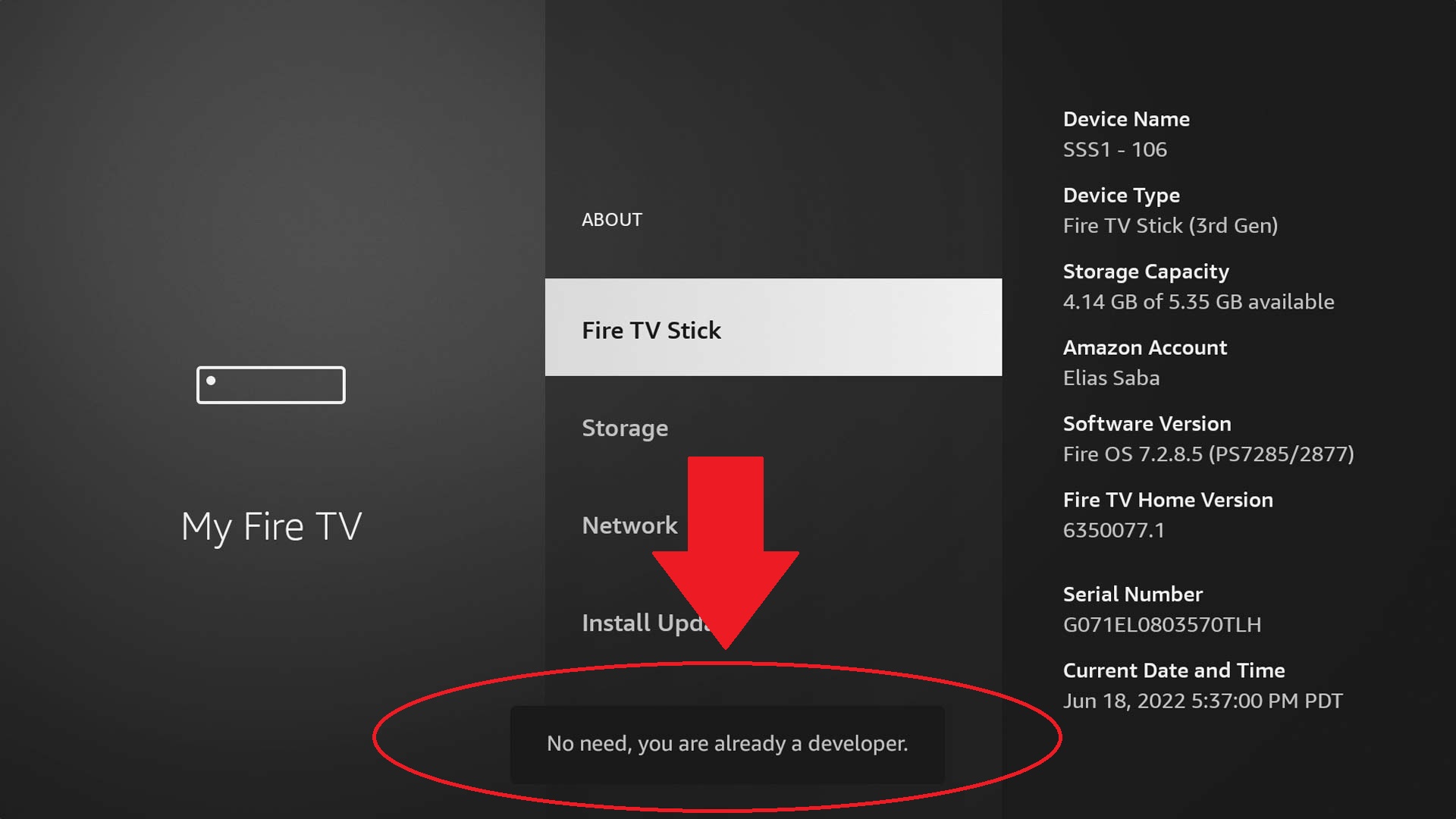 Developer mode message